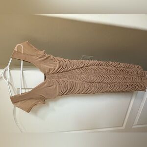 Fashion Nova Pink Ruched Bodycon Midi Dress